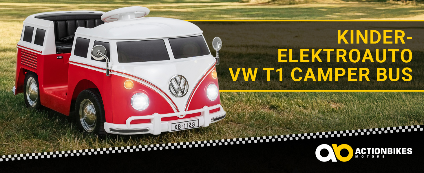 Kinder-Elektroauto VW T1 Camper Bus Header-Bild